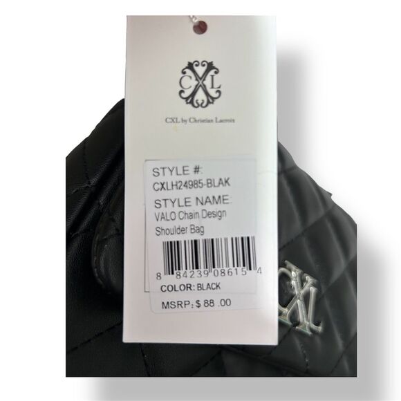 CXL by Christian Lacroix Black Quilted Vegan Leather Shoulder Bag Valo Chain $88 - Picture 11 of 12
